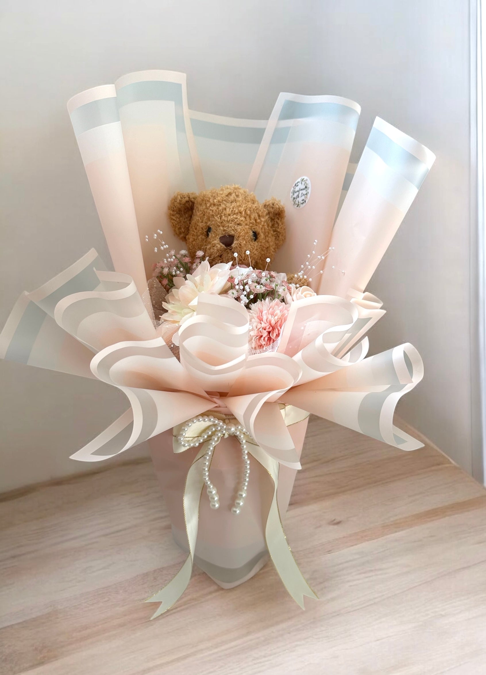 Blush Teddy Bloom Bouquet